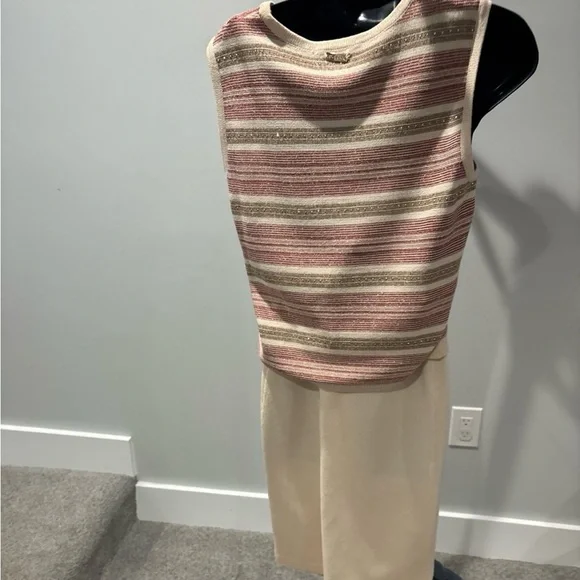 Vintage St. John sport stripped 3 piece skirt outfit skirt size 8 and top size s